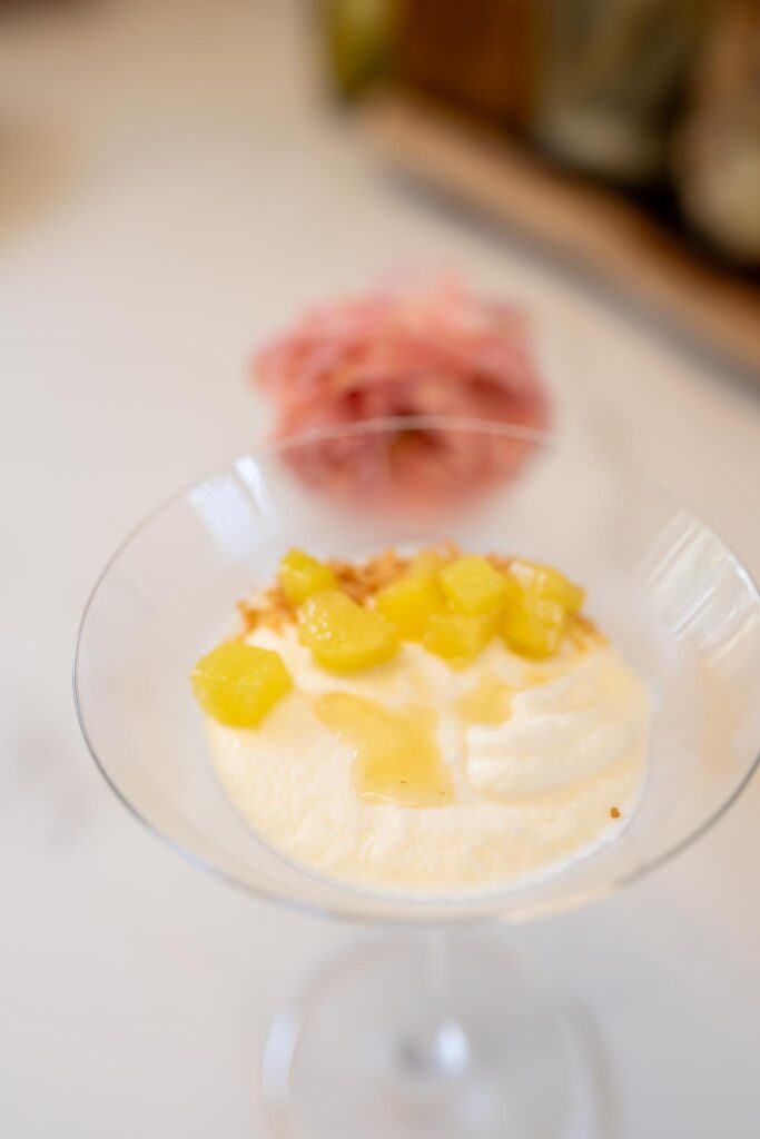 White chocolate mousse with a Piña Colada