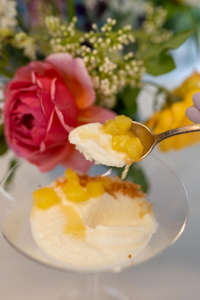 White chocolate mousse with a Piña Colada