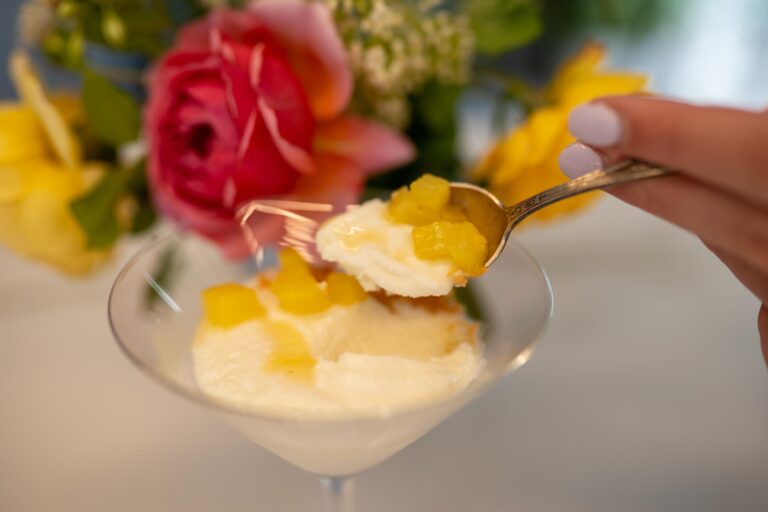 White chocolate mousse with a Piña Colada